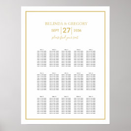 Minimalistisch Gold Black White Wedding Seating Ch Poster