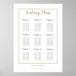 Minimalistisch Gold Border Design Seating Plan Poster