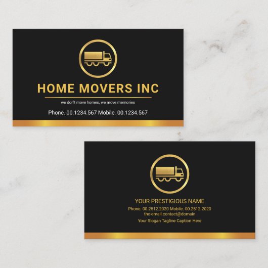 Minimalistisch Gold Border Line Logistics Transpor Visitekaartje (Voorkant / Achterkant)