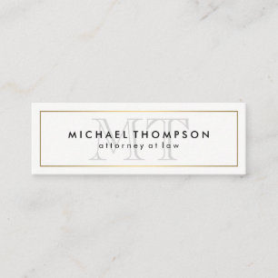 Minimalistisch Gold Border met Monogram Mini Visitekaartje