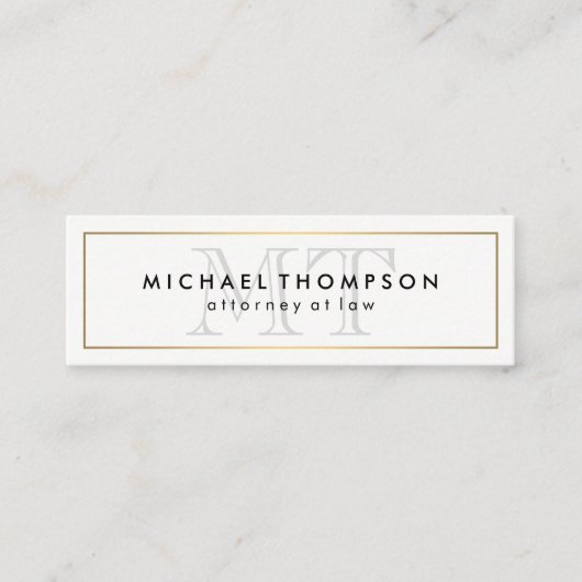 Minimalistisch Gold Border met Monogram Mini Visitekaartje (Voorkant)