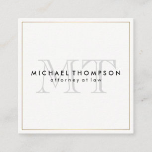 Minimalistisch Gold Border met Monogram Vierkante Visitekaartje