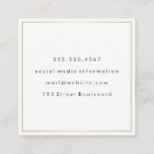 Minimalistisch Gold Border met Monogram Vierkante Visitekaartje (Achterkant)