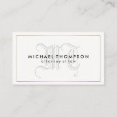 Minimalistisch Gold Border met Monogram Visitekaartje (Voorkant)