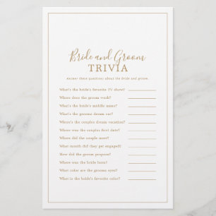 Minimalistisch Gold Bride en Groom Trivia Game Flyer