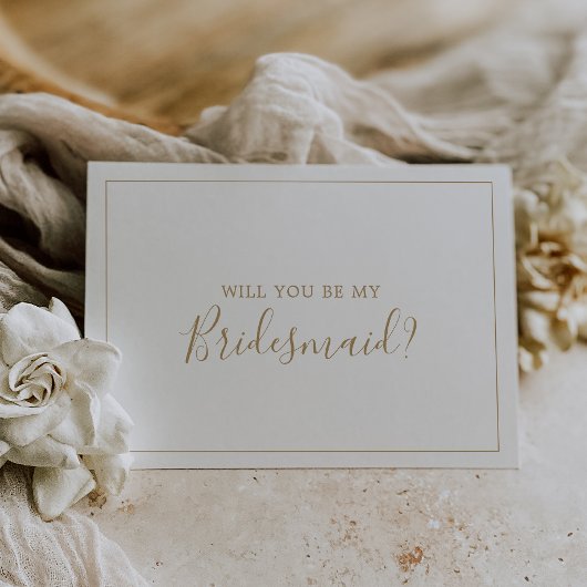Minimalistisch Gold Bridesmaid-voorstel Kaart