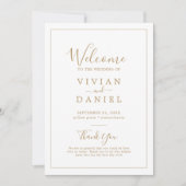 Minimalistisch Gold Eenvoudig Printbaar Trouwprogr Kaart (Voorkant)