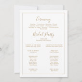 Minimalistisch Gold Eenvoudig Printbaar Trouwprogr Kaart (Achterkant)