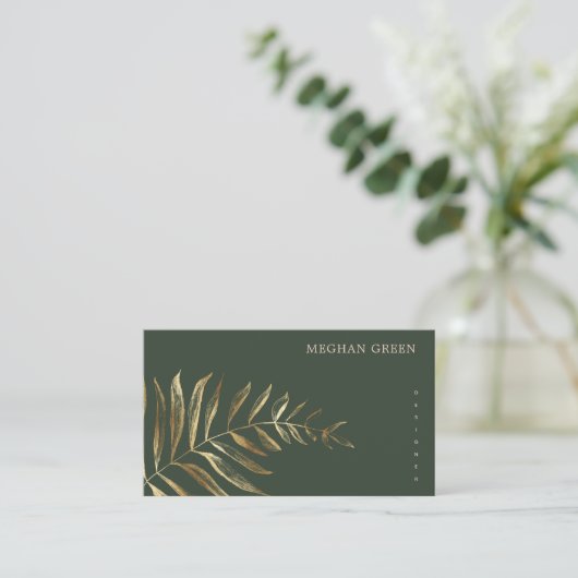 Minimalistisch Gold Faux Folie Foliage Visitekaart Visitekaartje (Staand voorkant)