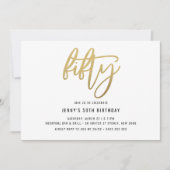 Minimalistisch Gold Foil 50th Birthday Invitation Kaart (Voorkant)