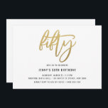 Minimalistisch Gold Foil 50th Birthday Invitation Kaart<br><div class="desc">Deze minimalistische uitnodiging van een vijftigjarig verjaardagsfeestje is voorzien van een gouden folie die 'vijftig' tekst opneemt. Houd er rekening mee dat de gouden folie alleen een textuur is, geen echte folie. Voor een meer geavanceerde aanpassing van dit ontwerp, bijvoorbeeld het wijzigen van de lay-out, het lettertype of de tekstgrootte,...</div>