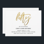 Minimalistisch Gold Foil 50th Birthday Invitation Kaart<br><div class="desc">Deze minimalistische uitnodiging van een vijftigjarig verjaardagsfeestje is voorzien van een gouden folie die 'vijftig' tekst opneemt. Houd er rekening mee dat de gouden folie alleen een textuur is, geen echte folie. Voor een meer geavanceerde aanpassing van dit ontwerp, bijvoorbeeld het wijzigen van de lay-out, het lettertype of de tekstgrootte,...</div>