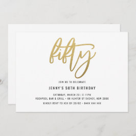 Minimalistisch Gold Foil 50th Birthday Invitation Kaart