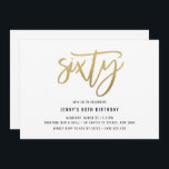 Minimalistisch Gold Foil 60th Birthday Invitation Kaart<br><div class="desc">Deze minimalistische uitnodiging van een 60ste verjaardagsfeestje is voorzien van een gouden folie '60' tekst. Houd er rekening mee dat de gouden folie alleen een textuur is, geen echte folie. Voor een meer geavanceerde aanpassing van dit ontwerp, bijvoorbeeld het wijzigen van de lay-out, het lettertype of de tekstgrootte, klikt u...</div>