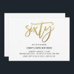 Minimalistisch Gold Foil 60th Birthday Invitation Kaart<br><div class="desc">Deze minimalistische uitnodiging van een 60ste verjaardagsfeestje is voorzien van een gouden folie '60' tekst. Houd er rekening mee dat de gouden folie alleen een textuur is, geen echte folie. Voor een meer geavanceerde aanpassing van dit ontwerp, bijvoorbeeld het wijzigen van de lay-out, het lettertype of de tekstgrootte, klikt u...</div>