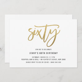 Minimalistisch Gold Foil 60th Birthday Invitation Kaart