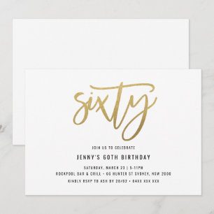 Minimalistisch Gold Foil 60th Birthday Invitation Kaart