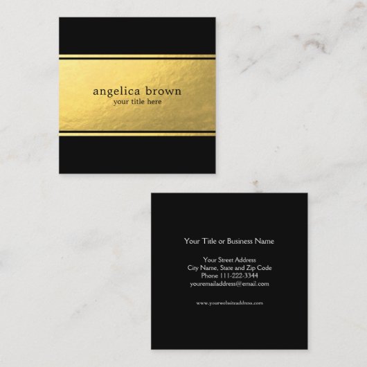 Minimalistisch Gold Foil Square Visitekaartje (Voorkant / Achterkant)