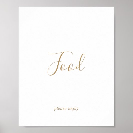 Minimalistisch Gold Food Table Sign Poster (Voorkant)