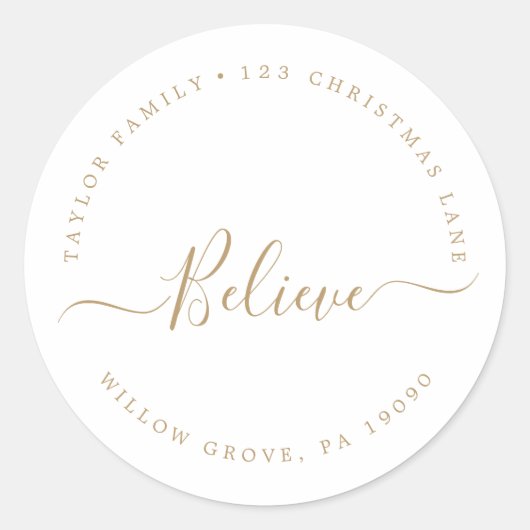 Minimalistisch Gold Gelieve Holiday Circulair Adre Ronde Sticker (Voorkant)