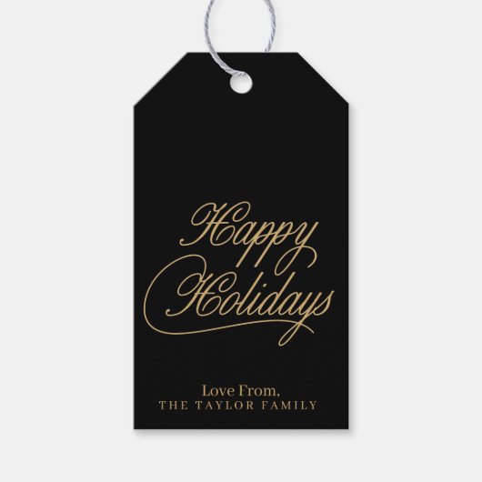 Minimalistisch Gold Happy Holiday Personaliseren Cadeaulabel (Voorkant)