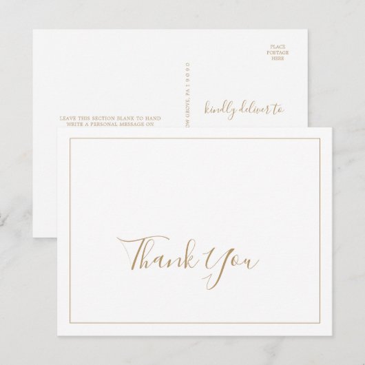 Minimalistisch Gold Hartelijk dank Briefkaart (Voorkant / Achterkant)