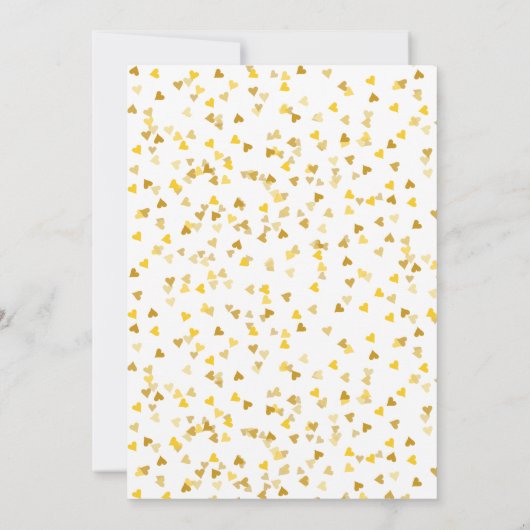 Minimalistisch Gold Hearts Black and White Script Save The Date (Achterkant)