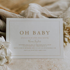 Minimalistisch Gold Horizontal Oh Baby Baby shower Kaart