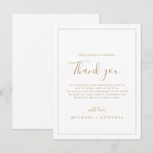 Minimalistisch Gold-Lijst Hartelijk dank Briefkaart (Voorkant / Achterkant)