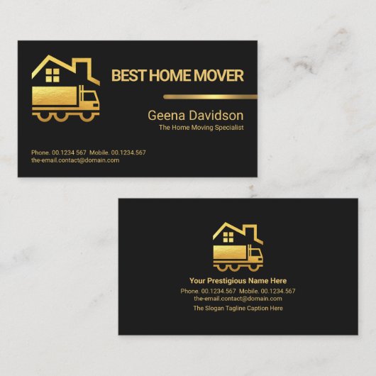 Minimalistisch Gold Line Home Moving Transport Visitekaartje (Voorkant / Achterkant)