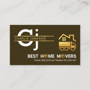 Minimalistisch Gold Line Monogram Home Moving Visitekaartje