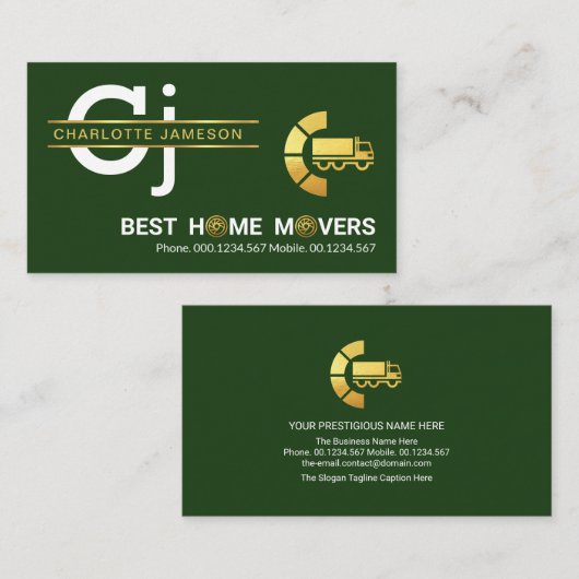 Minimalistisch Gold Line Monogram House Moving Visitekaartje (Voorkant / Achterkant)