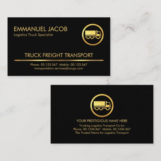 Minimalistisch Gold Line Truck Transport Visitekaartje (Voorkant / Achterkant)