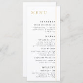 Minimalistisch Gold Menu-Kaart Menu (Voorkant / Achterkant)
