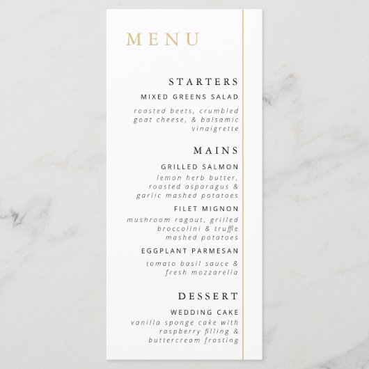 Minimalistisch Gold Menu-Kaart Menu (Voorkant)