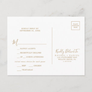 Minimalistisch Gold Menu Keuze RSVP-Briefkaart