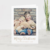 Minimalistisch Gold Merry-kerstportret Foto Feestdagen Kaart (Voorkant)
