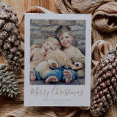 Minimalistisch Gold Merry-kerstportret Foto Feestdagenkaart