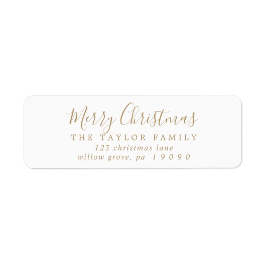 Minimalistisch Gold Merry-kerstretouradres Etiket (Voorkant)