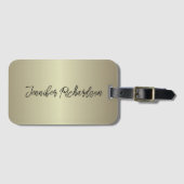 Minimalistisch Gold Metallic Modern Chic Fancy Scr Bagagelabel (Voorkant (horizontaal))