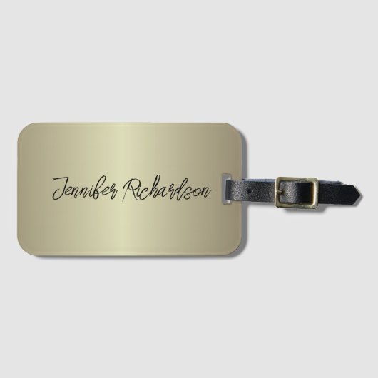 Minimalistisch Gold Metallic Modern Chic Fancy Scr Bagagelabel (Voorkant (horizontaal))