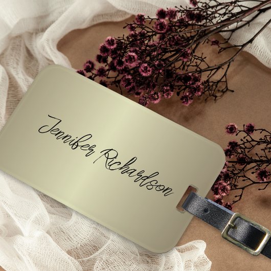 Minimalistisch Gold Metallic Modern Chic Fancy Scr Bagagelabel