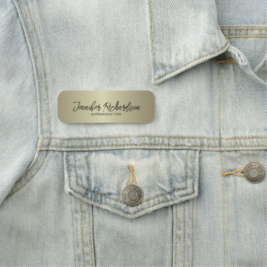 Minimalistisch Gold Metallic Modern Chic Fancy Scr Naamplaatje (In situ)