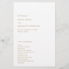 Minimalistisch Gold Modern huwelijksprogramma