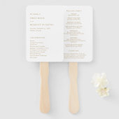 Minimalistisch Gold Modern huwelijksprogramma Handwaaier (Voorkant en achterkant)