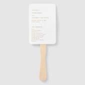 Minimalistisch Gold Modern huwelijksprogramma Handwaaier (Voorkant)