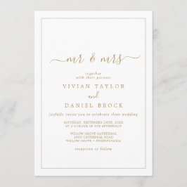 Minimalistisch Gold Mr en Mrs Wedding Kaart