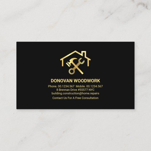 Minimalistisch Gold Placard Lines Building Visitekaartje (Achterkant)