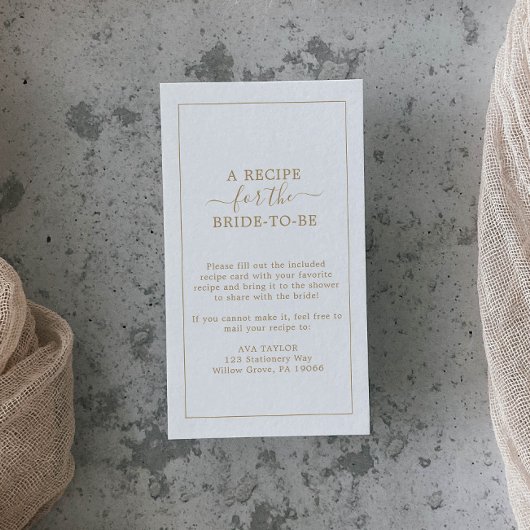 Minimalistisch Gold Recipe-verzoek Informatiekaartje