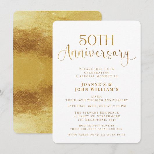 Minimalistisch Gold Script 50ste bruiloft Jubileum Kaart (Voorkant / Achterkant)
